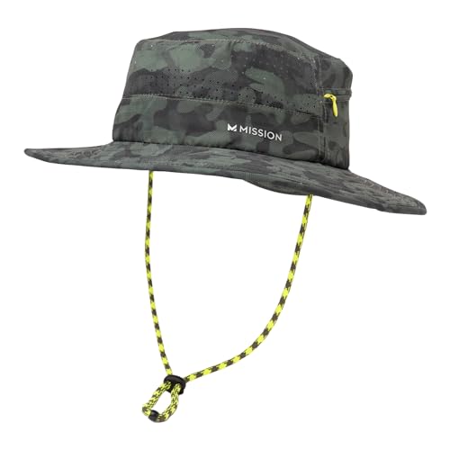 MISSION Cooling Anywhere Boonie Hat - Unisex Wide-Brim Hat for Men & Women - Cools Up to 2 Hours - UPF 50 Sun Protection - color: Etched Camo Black Forest