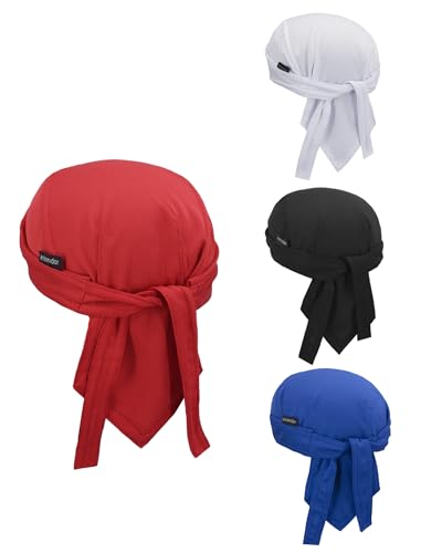 Do Rags Cycling Caps Helmet Liner Doo Rag Motorcycle Bandana Hat Sweat Liner Skull Caps Dew Rags for Men and Women - color: Black,white,red,blue