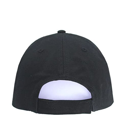 Plain Washed Cotton Adjustable 6 Panel Dad Hat Baseball Cap - color: Black/Black