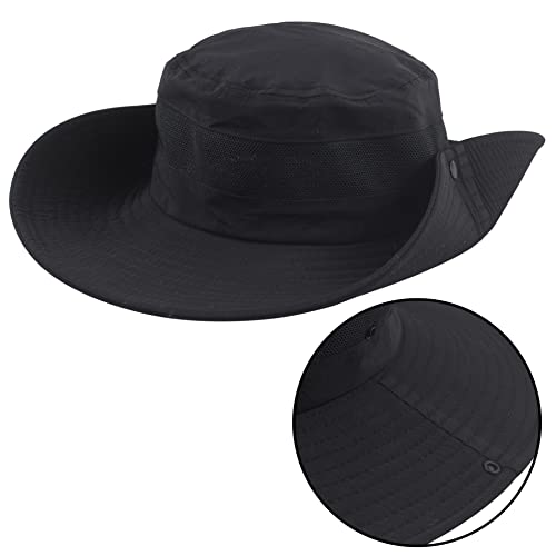 Muryobao Men's Boonie Hat UPF 50+ Summer Sun Hat UV Protection Wide Brim Waterproof Bucket Hat for Beach Fishing Cap - color: Black