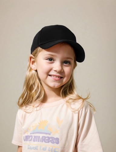 Edoneery Kids Baseball Hat, Adjustable Cotton Cap - color: Mesh-black, style: 3-8 Years
