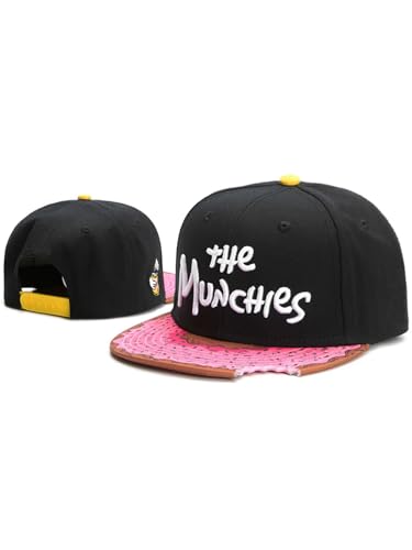 M Cap Donut Snapback Hat, Black Flat Bill Baseball Cap