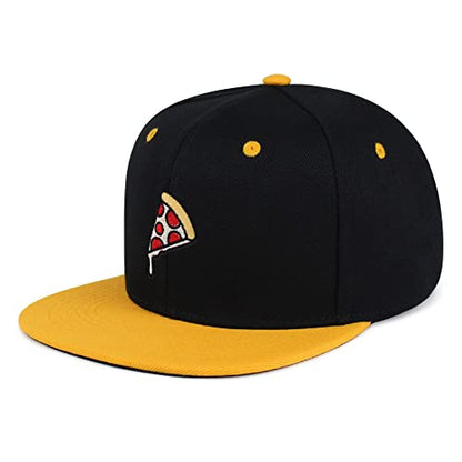JPAK Pizza Hip-Hop Snapback Hat Embroidered Baseball Cap Foodie - color: 24. Black/Yellow