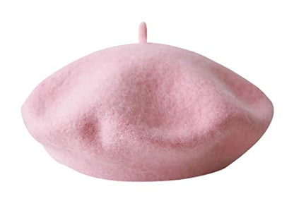 Kids Girls French Beret Hat Artist Hat Solid Warm Beanie Cap Winter Autumn - color: Pink