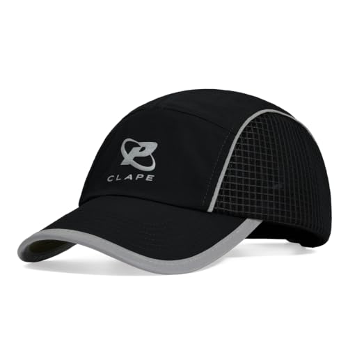 Croogo 5 Panel Running Hat Quick-Drying Lightweight Mesh Baseball Cap - color: Black