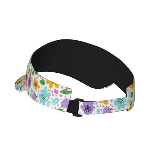 Sun Visor Hats Adjustable Open Top Sport Hat for Golf Women/Men - color: Colorful Flower