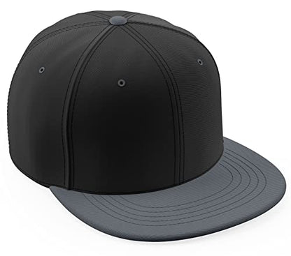 Daxton Classic Blank Snapback Flat Bill Visor Hat Cap One Size Adjustable Back - color: Black Charcoal