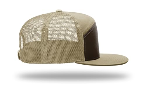 Richardson 168 168P Hat 7-Panel Trucker Cap Hi-Pro Snapback Cap Camo Hat Adjustable Baseball Hat Blank Hat Bulk Hats - color: Brown/Khaki