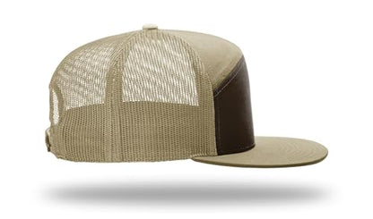Richardson 168 168P Hat 7-Panel Trucker Cap Hi-Pro Snapback Cap Camo Hat Adjustable Baseball Hat Blank Hat Bulk Hats - color: Brown/Khaki