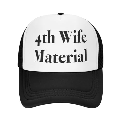 Funny Trucker Hats for Women Country Women's Trucker Hats Breathable Mesh Summer Caps Adjustable Pink Hats - color: 4th Wife Material-black