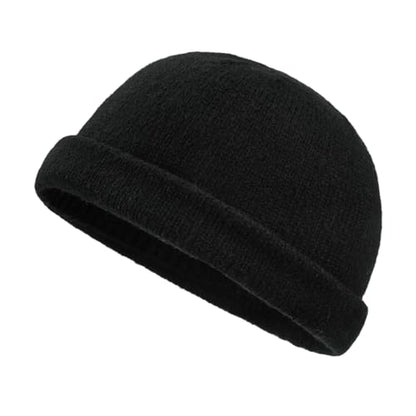 Croogo Beanie Docker Cap Rolled Cuff Brimless Hat Worker Sailor Skullcap - color: Ct49-black
