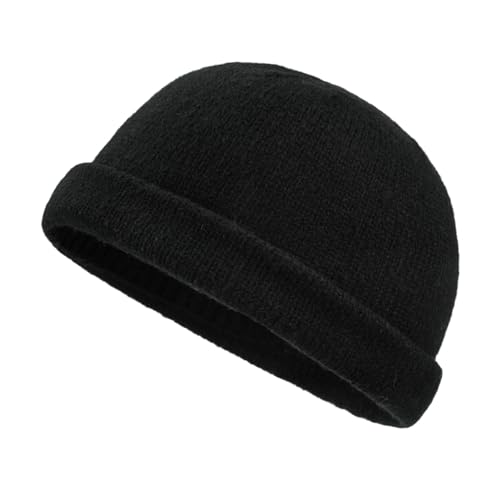 Croogo Beanie Docker Cap Rolled Cuff Brimless Hat Worker Sailor Skullcap - color: Ct49-black
