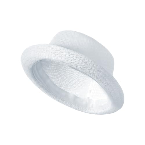 XGOPTS Unisex Summer Mesh Straw Porkpie Hat Trilby Jazz Fedora Panama Hats - color: White