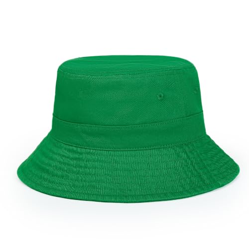 Cotton Bucket Hat Packable Beach Sun Hat for Women Men - color: Green