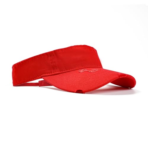 ANDICEQY Retro Ripped Sun Visor Hat, Baseball Sun Visors for Women and Men - color: Retro Red