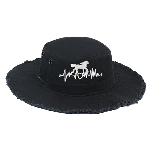 Bucket Hats Sun Hat UV Protection Packable Fishing Hats for Women Lightweight Hiking Hat - color: Horse Heartbeat