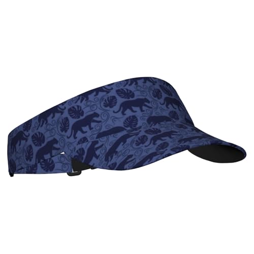 Adjustable Lightweight Open Top Sports Sun Visor Hat Cap for Golf Tennis - color: Midnight Leopard