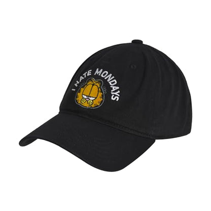 Concept One Unisex Adult Garfield Dad Hat, Cotton Adjustable Baseball Cap with Curved Brim - color: Black