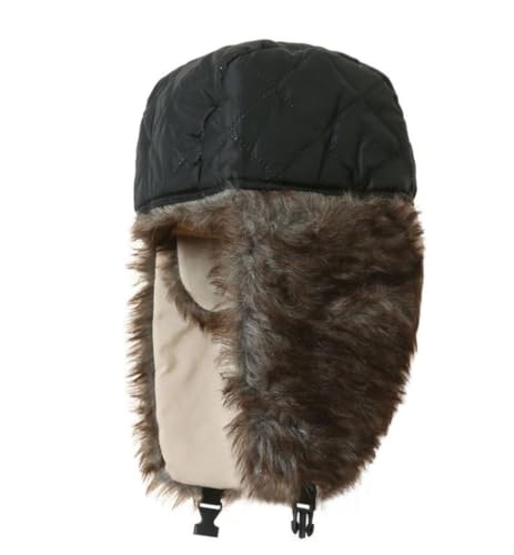 Trapper Hat Warm Faux Fur Winter Hat with Ear Flaps Windproof Waterproof Snow Ski Hats for Men Women Cold Weather - color: Beige