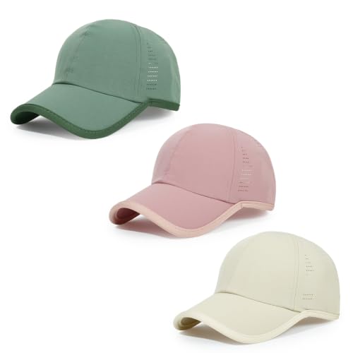 HH HOFNEN Quick Dry Baseball Hat Unstructured Athletic Golf Cap Women Men - color: 3-beige+pink+olivegreen