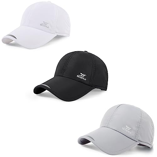 Running Hat Mesh Quick Dry Hat Baseball Cap for Women Men - color: White+black+lightgrey 2