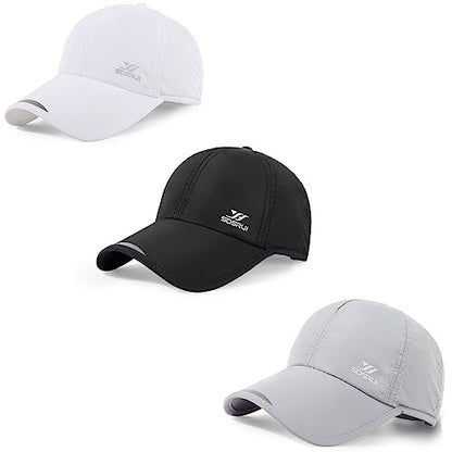 Running Hat Mesh Quick Dry Hat Baseball Cap for Women Men - color: White+black+lightgrey 2