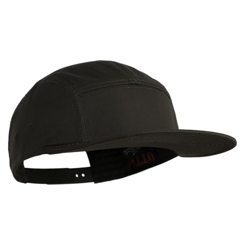 5 Panel Superior Cotton Twill Flat Bill Camper Cap - color: Dark Olive