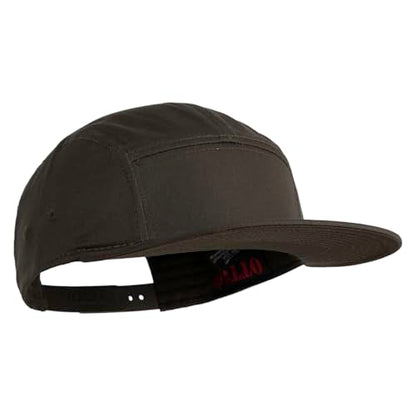 5 Panel Superior Cotton Twill Flat Bill Camper Cap - color: Dark Olive