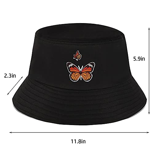 XYIYI Fashion Embroidery Bucket Hat Cotton Beach Fisherman Hats for Women Girls - color: Black