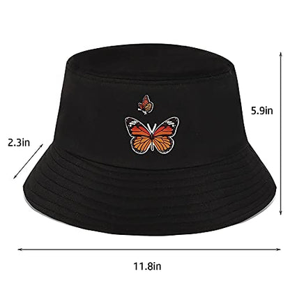 XYIYI Fashion Embroidery Bucket Hat Cotton Beach Fisherman Hats for Women Girls - color: Black