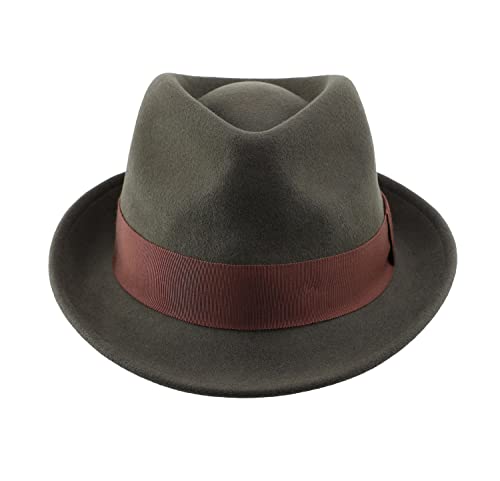 Home Prefer Men's Wool Felt Winter Hat Short Brim Fedora Hat - color: Olive Green, size: 7 1/8