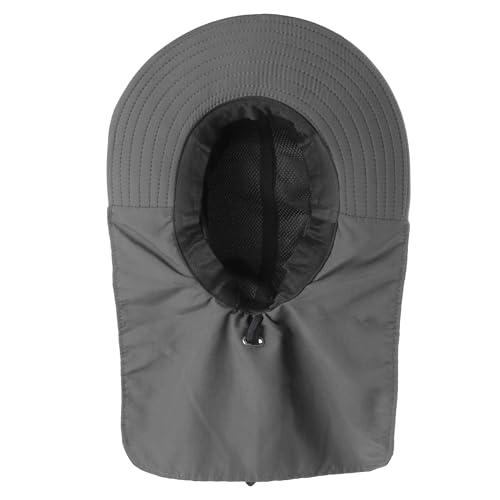 Falari Outdoor Sun Hat, Wide Brim with Neck Flap, Safari Hiking Gardening Fishing Hat - color: Gray