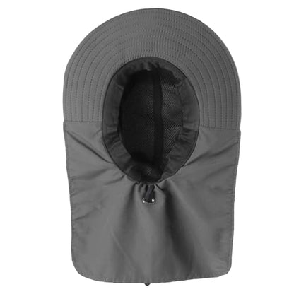 Falari Outdoor Sun Hat, Wide Brim with Neck Flap, Safari Hiking Gardening Fishing Hat - color: Gray
