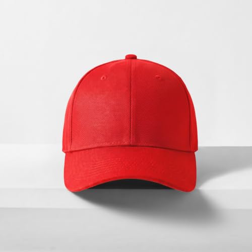 2-Pack Classic Structured Baseball Cap Adjustable Snapback Ball Caps - color: Red