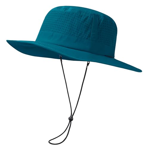 UPF 50+ Bucket Sun Hat with Laser Perforated Mesh Cooling Adjustable Breathable Lightweight for Outdoor Men Women - color: Fjord Blue