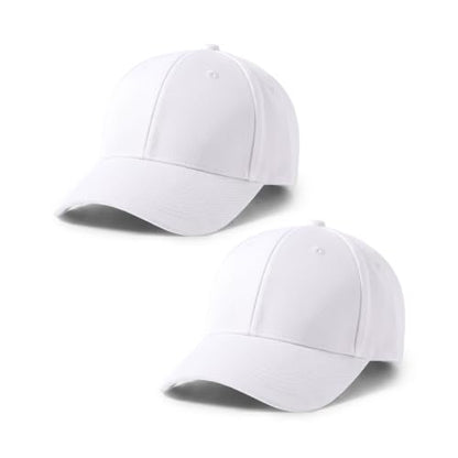 2-Pack Classic Structured Baseball Cap Adjustable Snapback Ball Caps - color: White
