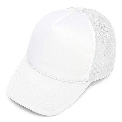 MR.R Sublimation Blanks Polyester Mesh Cap Mesh Hat Two Tone Trucker Summer Mesh Cap with Adjustable Snapback,2pcs per Pack - color: White