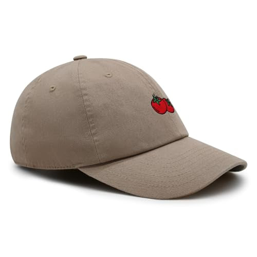 JPAK Two Tomatoes Premium Dad Hat Embroidered Cotton Baseball Cap Vegetables Embroidery - color: Khaki