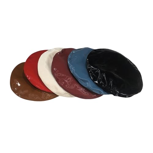 Women Classic PU Leather French Beret Beanie Hat Pumpkin Cap - color: Red 10#
