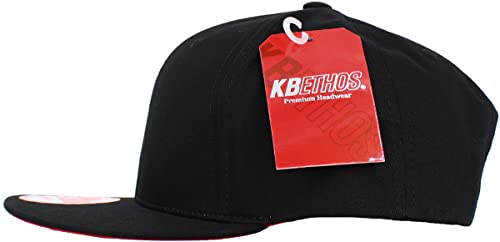 KBETHOS Classic Snapback Hat Blank Cap Underbrim Cotton Wool Blend Flat Visor Adjustable Unisex - color: Black With Black Underbrim