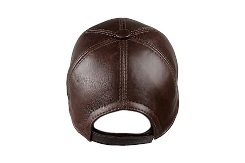 Genuine Leather Unisex Baseball Cap - color: Dark Brown