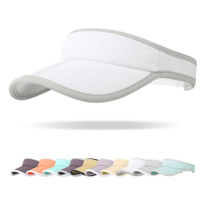 Sun Visor Caps Foldable Brim Adjustable Visor Hats for Women Men - color: White