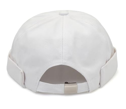 DIYDECAL 3 Pack Mens Brimless Skullcap Sailor Docker Cap Rolled Cuff Retro Beanie Hat - color: White