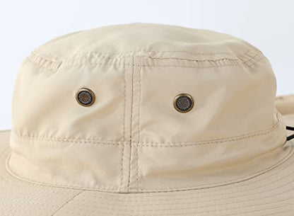 Home Prefer UPF50 Mens Sun Hat with Neck Flap Quick Dry UV Protection Cap Womens Wide Brim Fishing Hat Neck Flap Beach Garden - color: Light Khaki