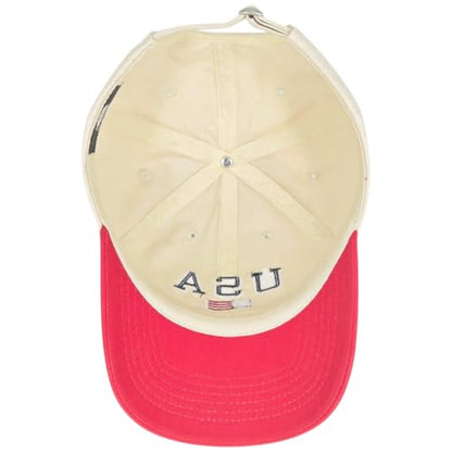 E BY ELIDAN USA Hat, Embroidered American Flag Baseball Cap for Men Women - color: Cream + Red