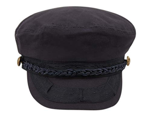 EPOCH Greek Fisherman Sailor Hat 100% Cotton Fiddler Cap Vintage Flat Cap for Women Men Breathable Summer Hat - color: Navy, size: Large-X-Large