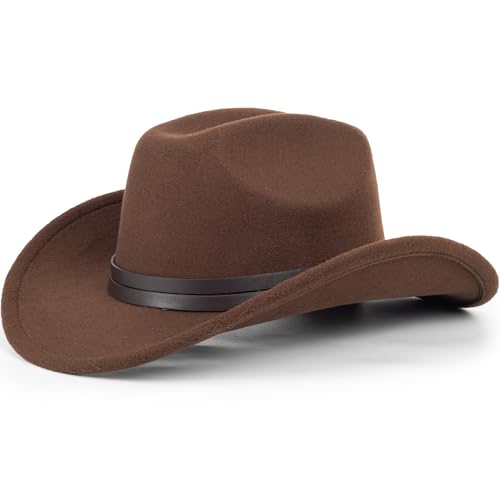 Vintage Western Cowboy Hat for Men Outback Cowgirl Hat M/L - color: Coffee Double Layer Belt