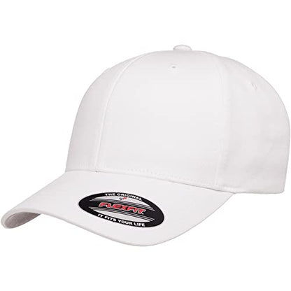 Flexfit 5001 Standard Cotton Twill 6-Panel Fitted Baseball Cap - color: White, size: Large-X-Large