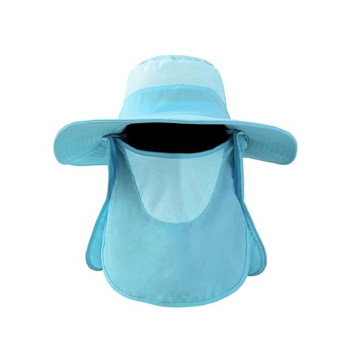 Sun Hat for Men Women Wide Brim Sun Protection Fishing Hat with Face Cover Neck Flap Outdoor UPF50+ Summer Outdoor - color: Sun Hat With Face Cover Neck Flap 08