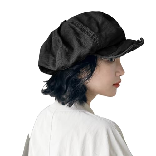 Suillty French Style Beret Caps for Women Girls Casual Solid Painter Caps Newsboy Hat - color: Black